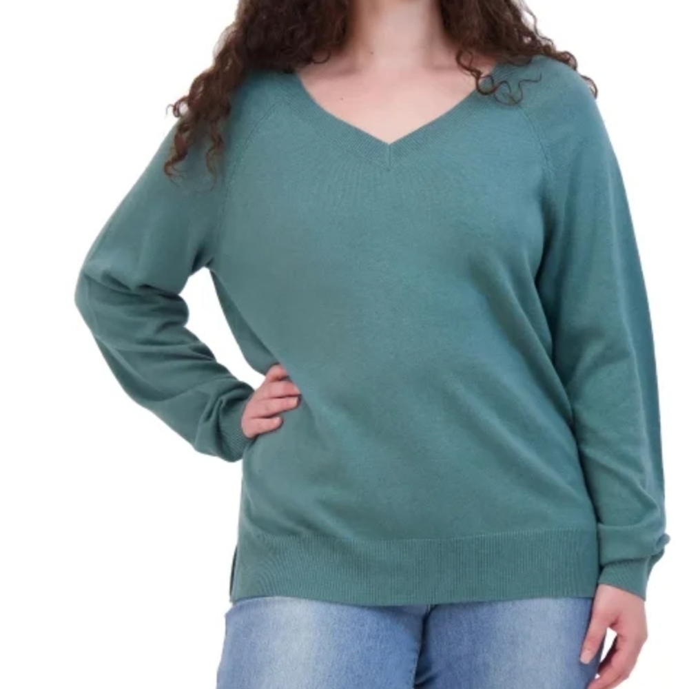 NWT Lucky Brand Women's V-Neck Sweater - Green